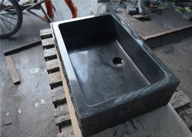 China Dark Grey Granite Bathroom Basin , High End Rectangular Stone Sink supplier