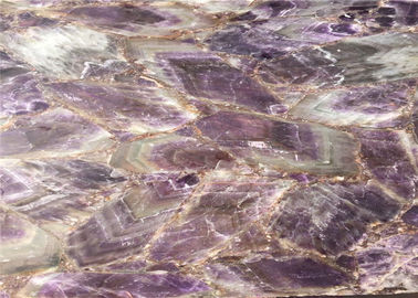 China Back Lit Natural Purple Amethyst Stone Slab For Hotel Wall Panel supplier