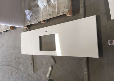 China White Quartz Prefab Stone Countertops For Restaurant Single Sink Bench Top supplier