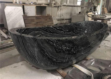 China Pedestal Natural Stone Bathtub Marble Material With Black Wooden Veins supplier