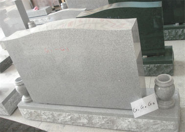 China Curve Funeral Monuments Granite , Upright Tombstones And Headstones With Vase supplier