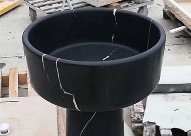 China Nero Marquina Marble Vessel Bathroom Sinks , Natural Stone Basin With Different Shape supplier