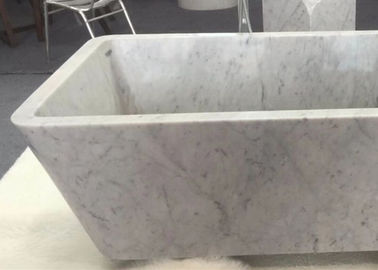 China Customized Natural Stone Tub , White Marble Bath With Grey Veins supplier