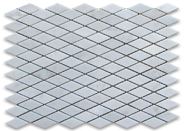 China Rhomboid Shape White Marble Stone Mosaic Tile Diamond Polished Surface supplier