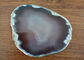 Natural Color Polished Agate Slices , Stone For Crafts Gold Edge Coasters supplier