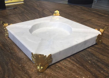 China Natural Stone Crafts Marble Stones For Tray Ashtray With Gold Edge supplier