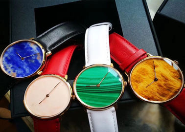 China Multi Color Luxury Stone Craft , High End Quartz Watch With Marble Dial supplier