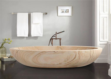 China Oval Shaped Durable Natural Stone Bathtub Sandstone Travertine Material supplier