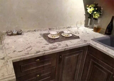China Customized Fancy White Quartz Prefab Stone Countertops For Kitchen Cabinet supplier