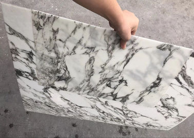 China White With Black Veins Ultra Thin Stone Marble Tile For Decoration supplier