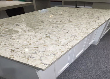 China OEM Flora Bloom White Quartz Top , Premade Kitchen Countertops Polished Surface supplier