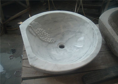 China Luxury Natural Stone Sink Carrara White Marble Material With Carved Grape supplier