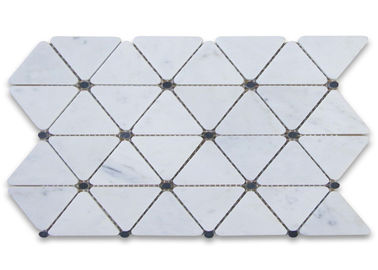 China Triangle Dots Carrara Marble Mosaic Tile , Decorative Mosaic Tiles Honed Finish supplier