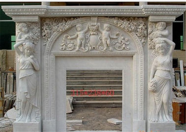 China Meticulous Freestanding Marble Fireplace Surround With Angel Sculpture supplier