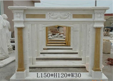 China Natural White Marble Fire Surround , Marble Around Fireplace Classic Column Shape supplier