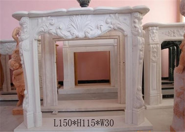 China Customized Size Marble Fireplace Surround With Carved Flower Design supplier