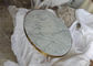 Classic Carrara Marble Table Top , Round Coffee Table Top With Golden Edge supplier